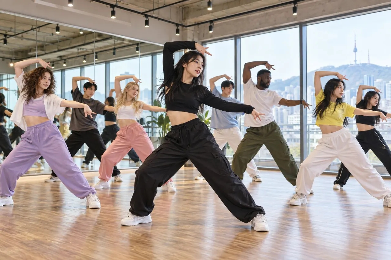 Aprenda una coreografía K-pop en Gangnam · Imagen IA
