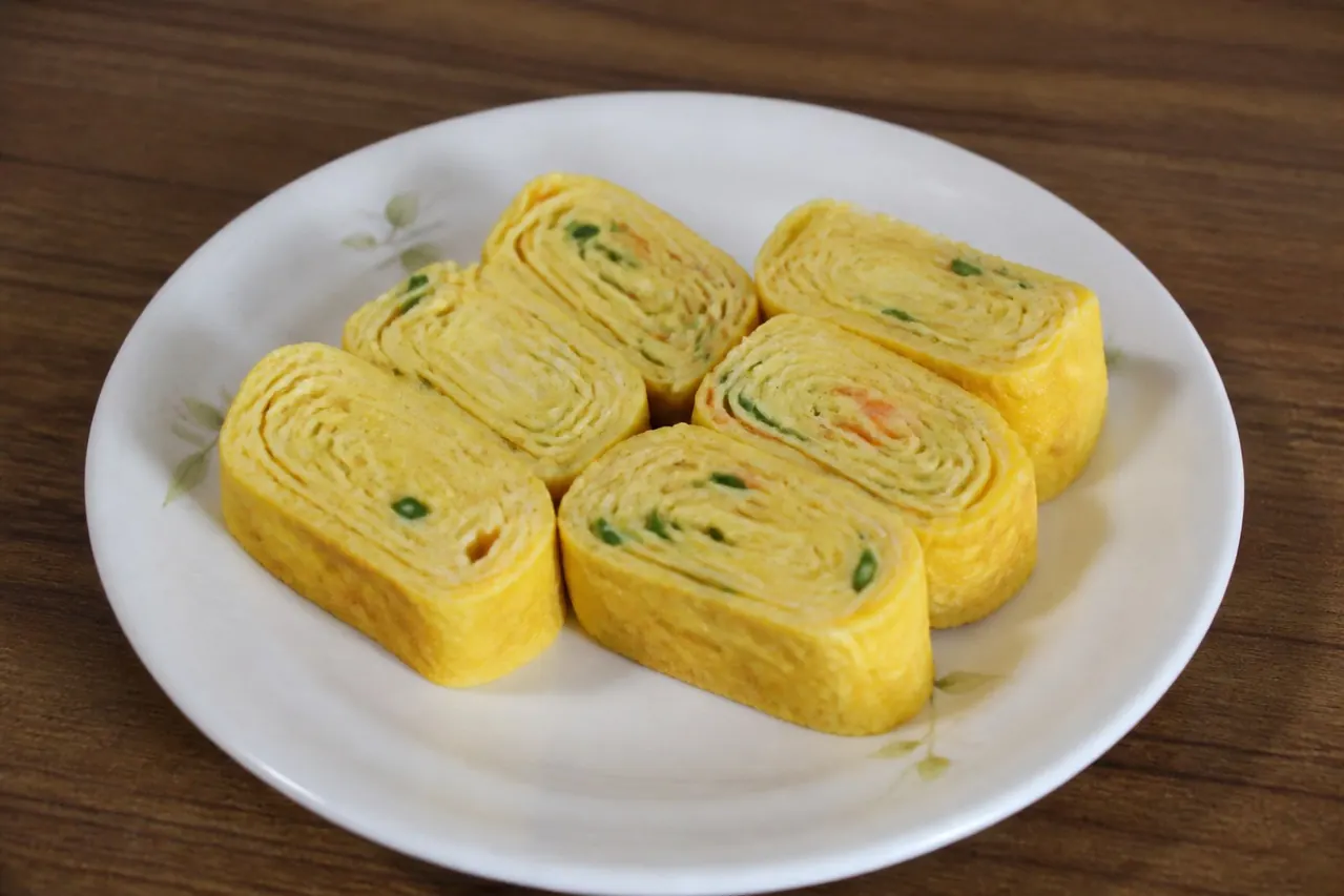 Korean-style serving of Rolled omelet