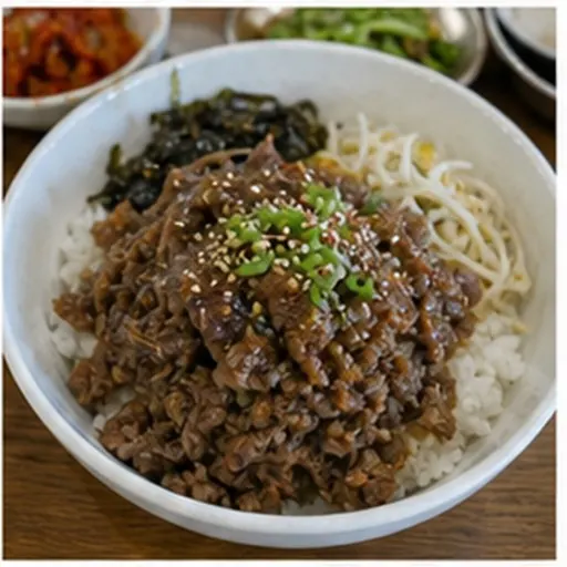 Korean-style serving of Bulgogi deopbap