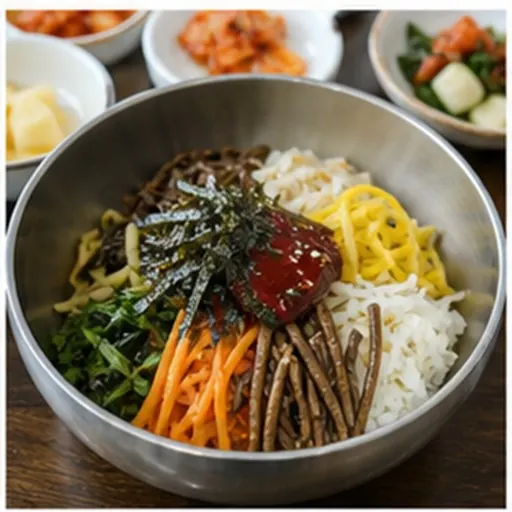 Korean-style serving of Jeonju bibimbap