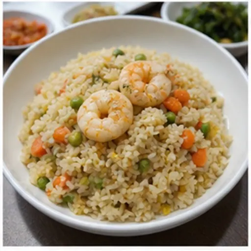 Korean-style serving of Shrimp fried rice