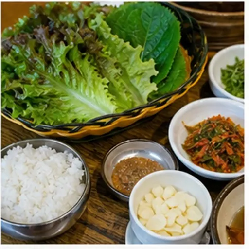 Korean-style serving of Ssam-bap