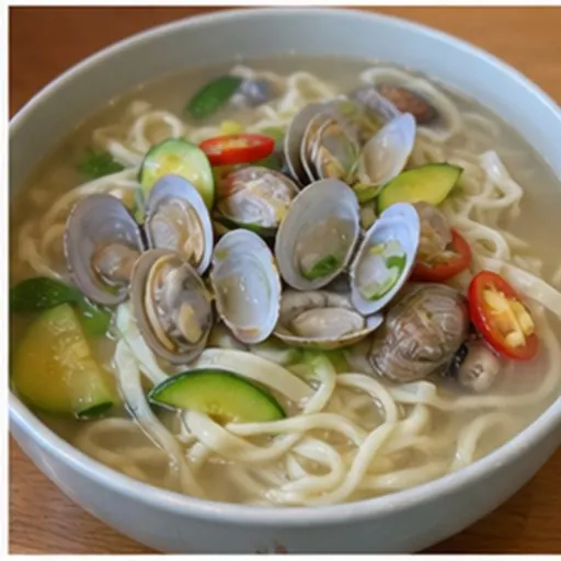 Korean-style serving of Clam kalguksu