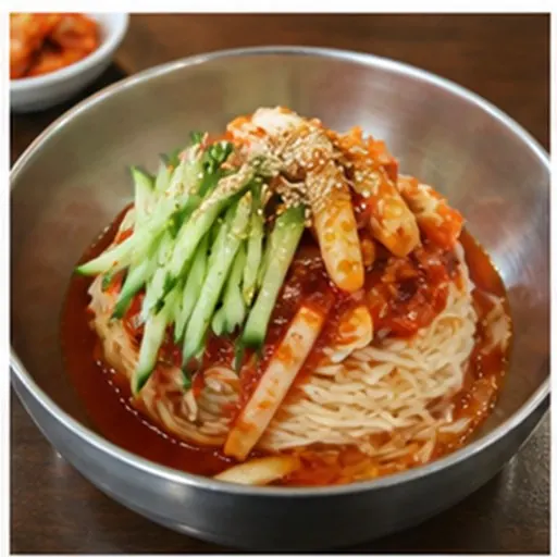 Korean-style serving of Kimchi chilled noodles