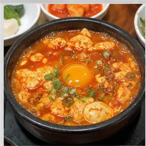 Korean-style serving of Sundubu jjigae