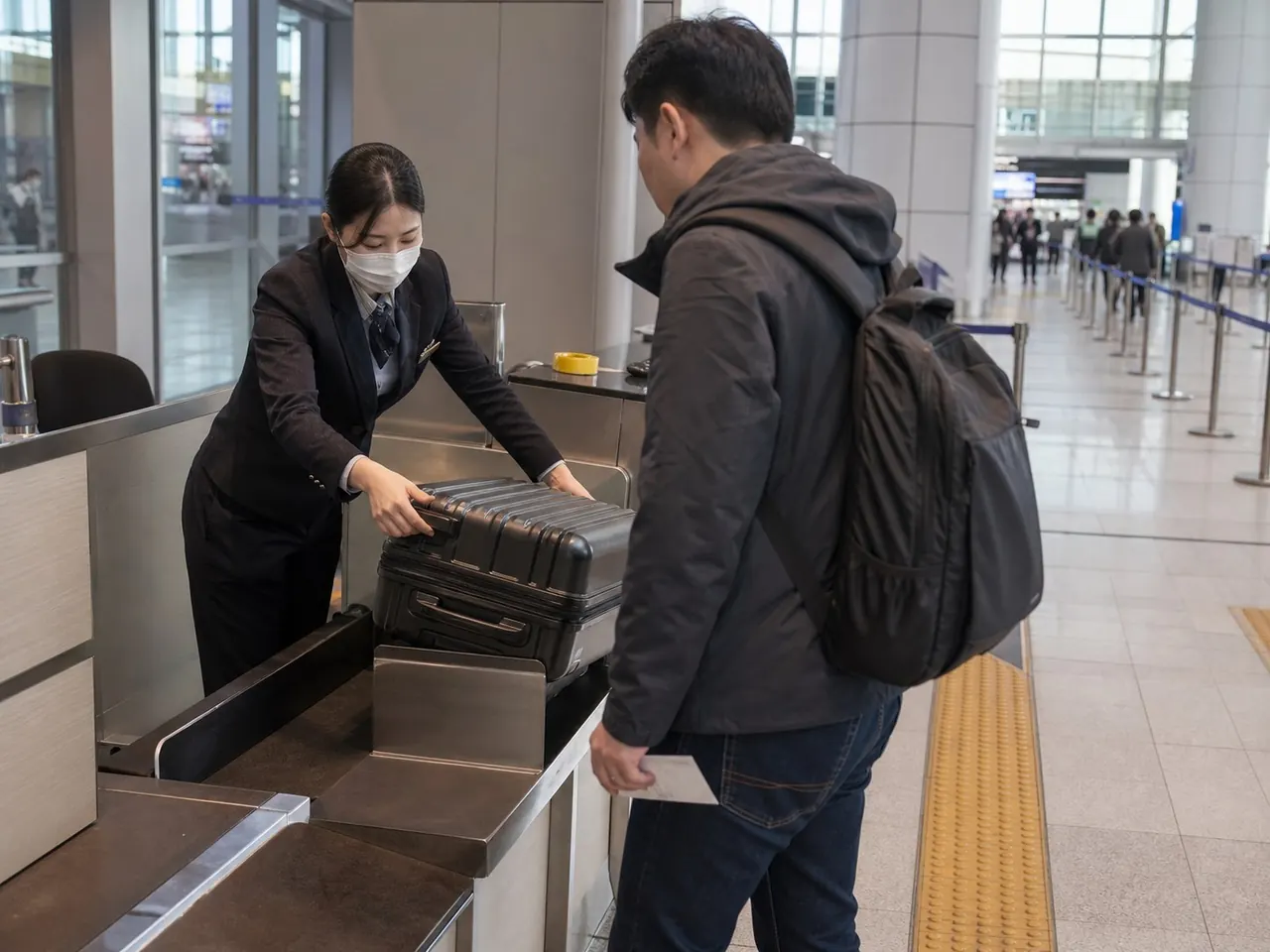 En la terminal aérea de Seoul Station, los pasajeros que cumplan los requisitos pueden facturar y entregar el equipaje antes de tomar el tren expreso.